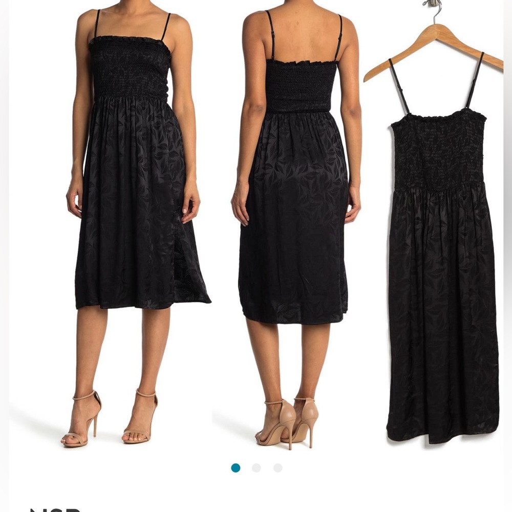 Gently Used NSR Black Smocked Midi Dress, Size S
